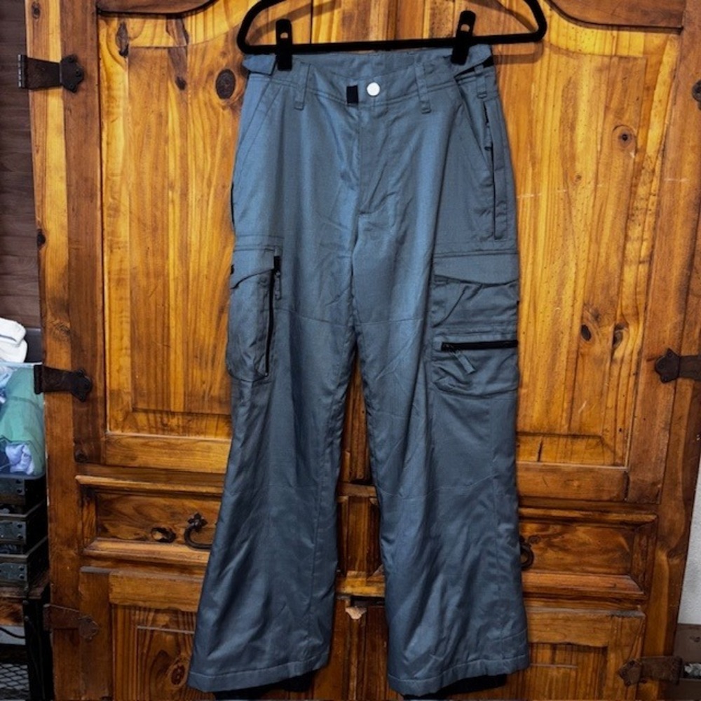 Triple 5 Soul Kids Grey Herringbone Insulated Snow Pants Cargo Waterproof Sz 14